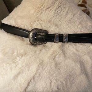 Vintage Vogt Western Mens Buckle Set Forty Niner Antiqued 1" Silver & belt